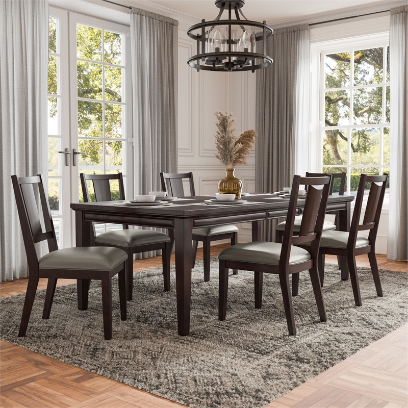 Furniture of America Arvin Wood 7-Piece Extendable Dining Table Set in Espresso