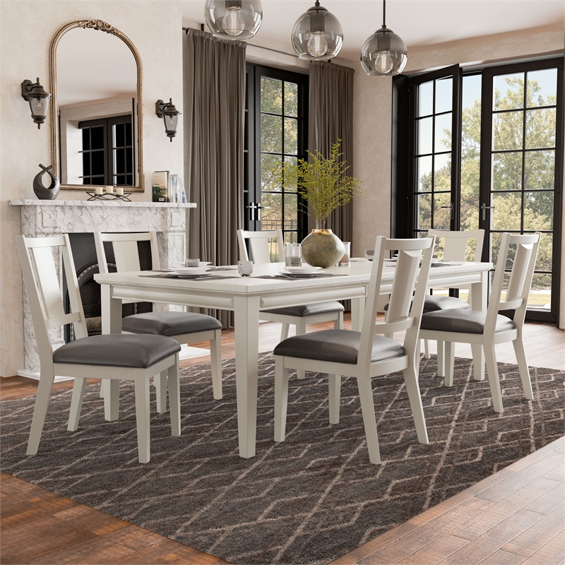 Furniture of America Arvin Wood 7-Piece Extendable Dining Table Set in White