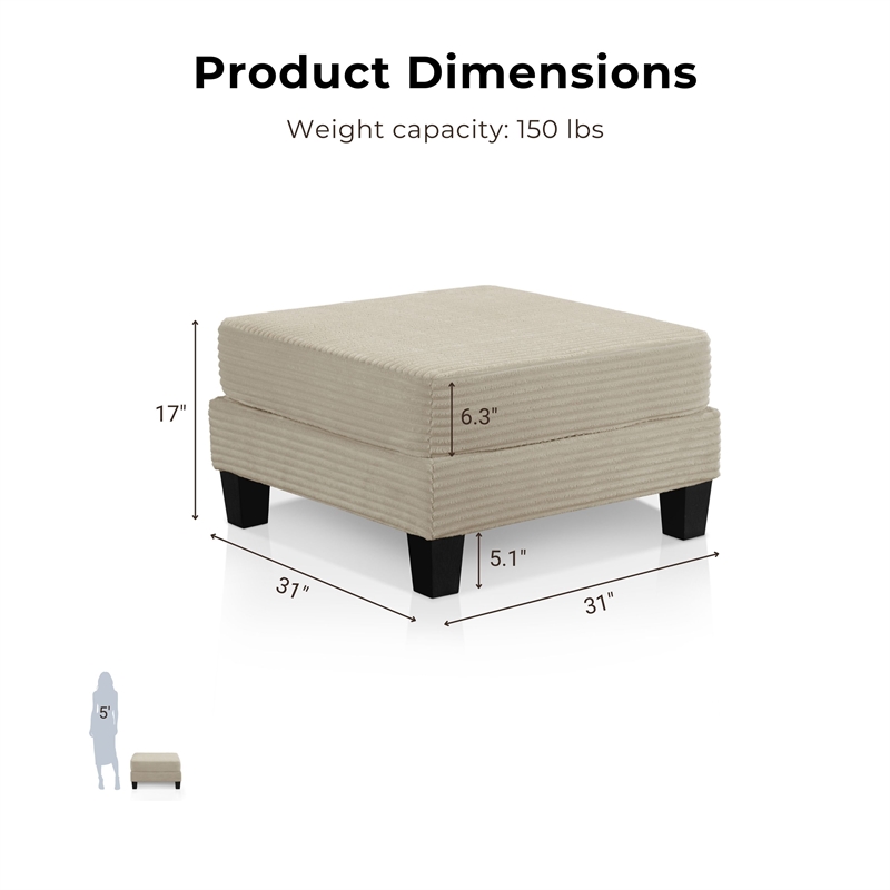 Furniture of America Reese Chenille and Wood Storage Ottoman in Beige