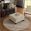 Furniture of America Reese Chenille and Wood Storage Ottoman in Beige