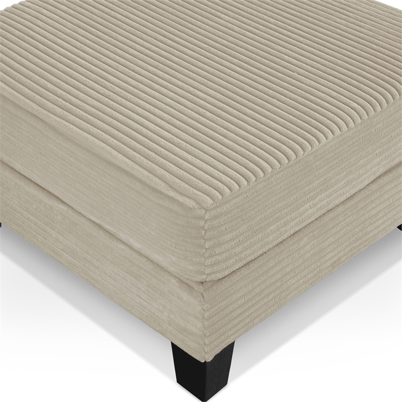 Furniture of America Reese Chenille and Wood Storage Ottoman in Beige