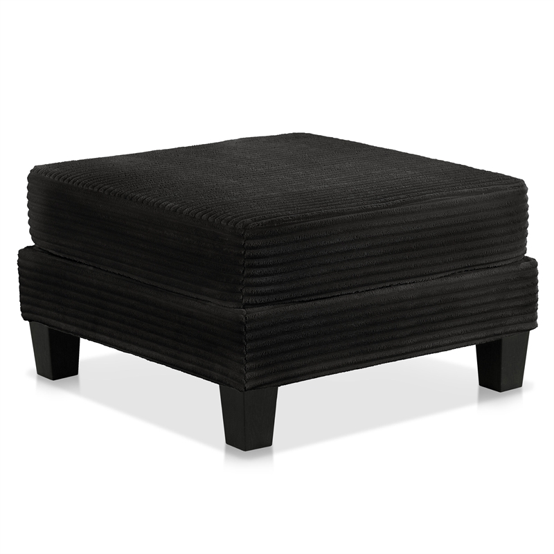 Furniture of America Reese Chenille and Wood Storage Ottoman in Black