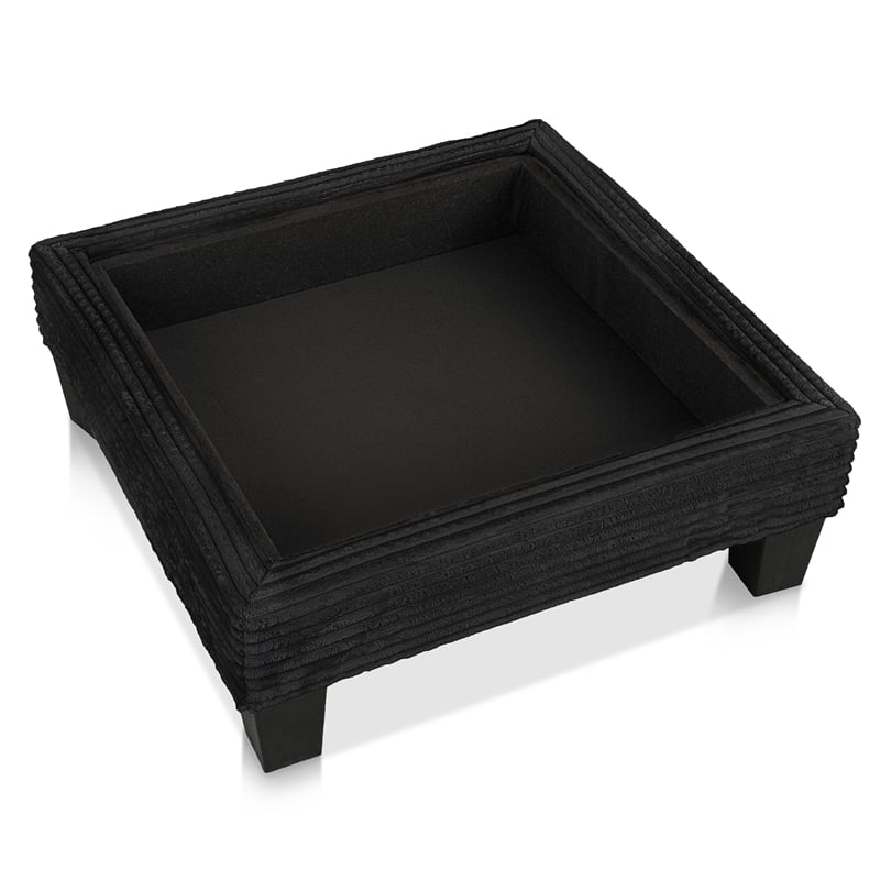 Furniture of America Reese Chenille and Wood Storage Ottoman in Black