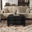 Furniture of America Reese Chenille and Wood Storage Ottoman in Black