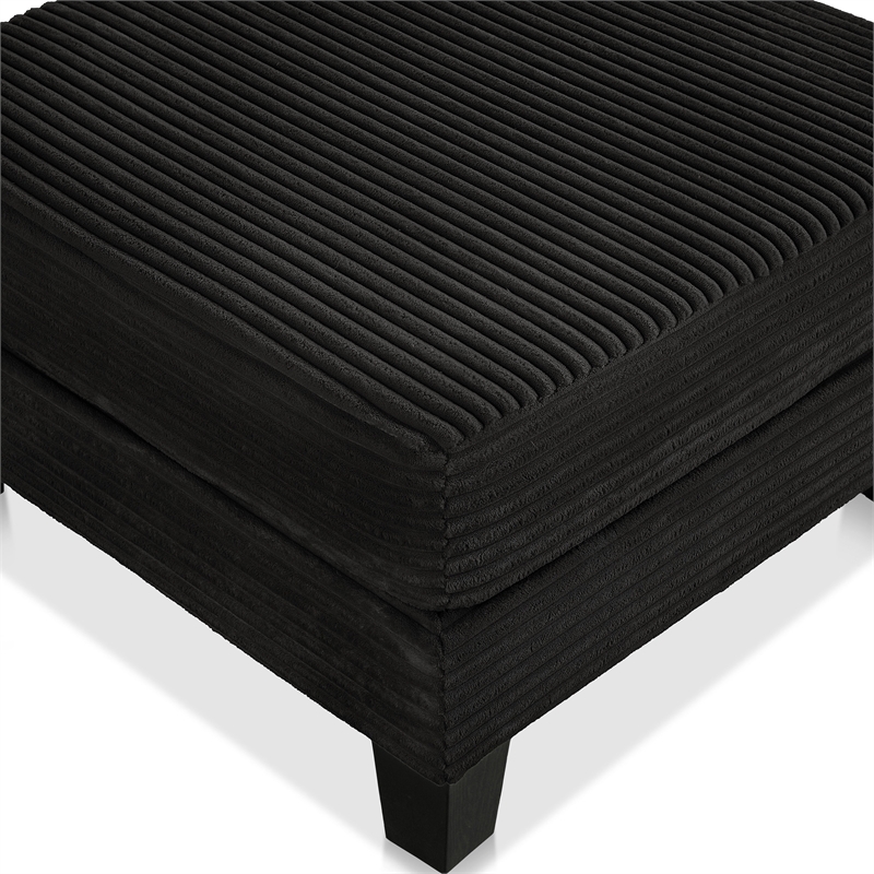 Furniture of America Reese Chenille and Wood Storage Ottoman in Black