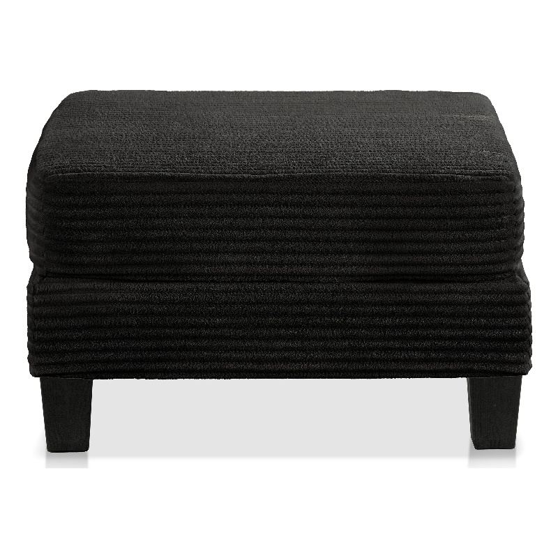 Furniture of America Reese Chenille and Wood Storage Ottoman in Black