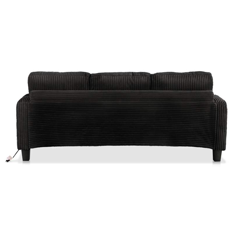 Furniture of America Reese Chenille Black Sofa with Cup Holders and USBs