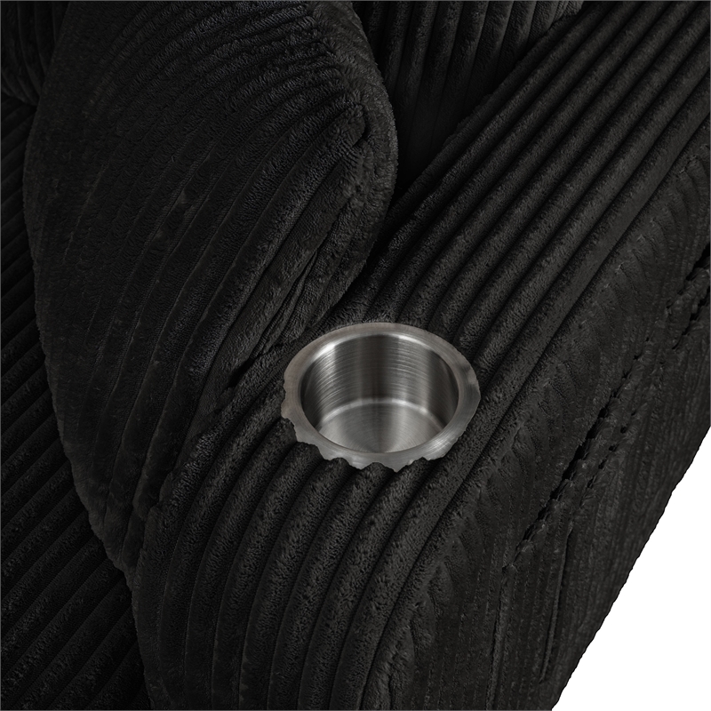 Furniture of America Reese Chenille Black Sofa with Cup Holders and USBs