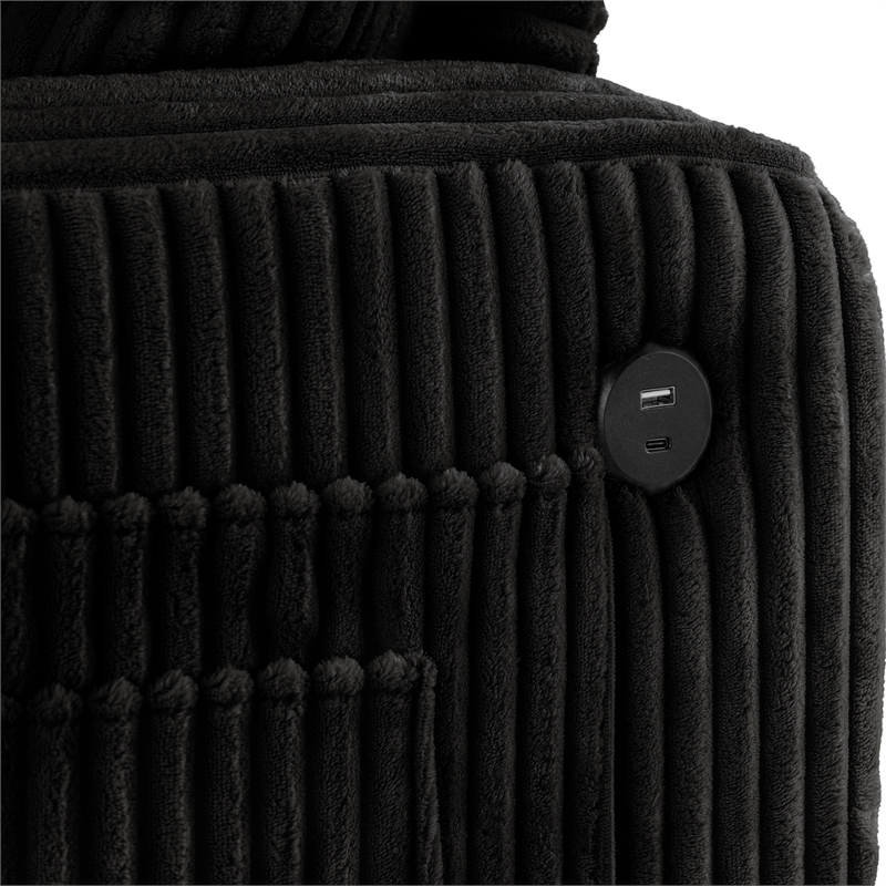 Furniture of America Reese Chenille Black Sofa with Cup Holders and USBs