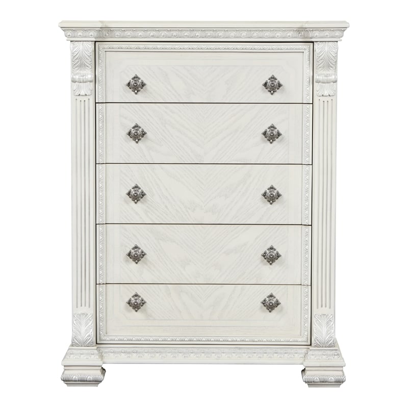 Furniture of America Byrne Wood Dovetail 5-Drawer Chest in White
