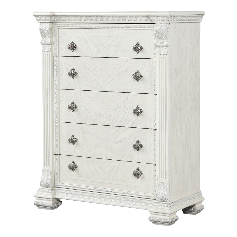 Furniture of America Byrne Wood Dovetail 5-Drawer Chest in White