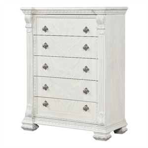 Furniture of America Byrne Wood Dovetail 5-Drawer Chest in White