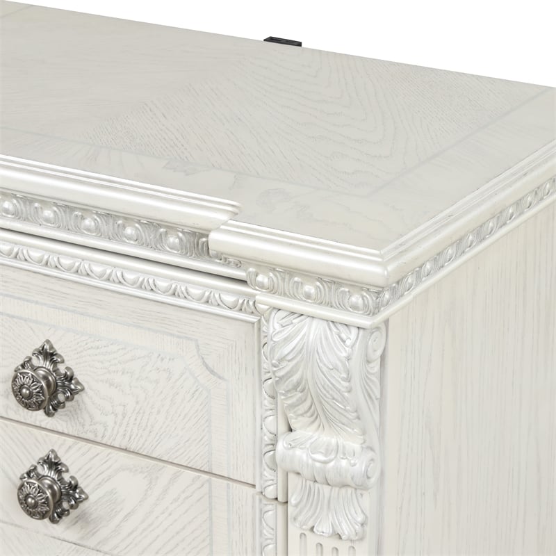 Furniture of America Byrne Wood Dovetail White 3-Drawer Nightstand with USBs