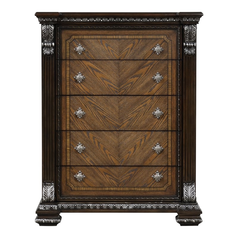 Furniture of America Byrne Wood Dovetail 5-Drawer Chest in Espresso