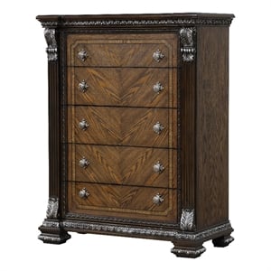Furniture of America Byrne Wood Dovetail 5-Drawer Chest in Espresso