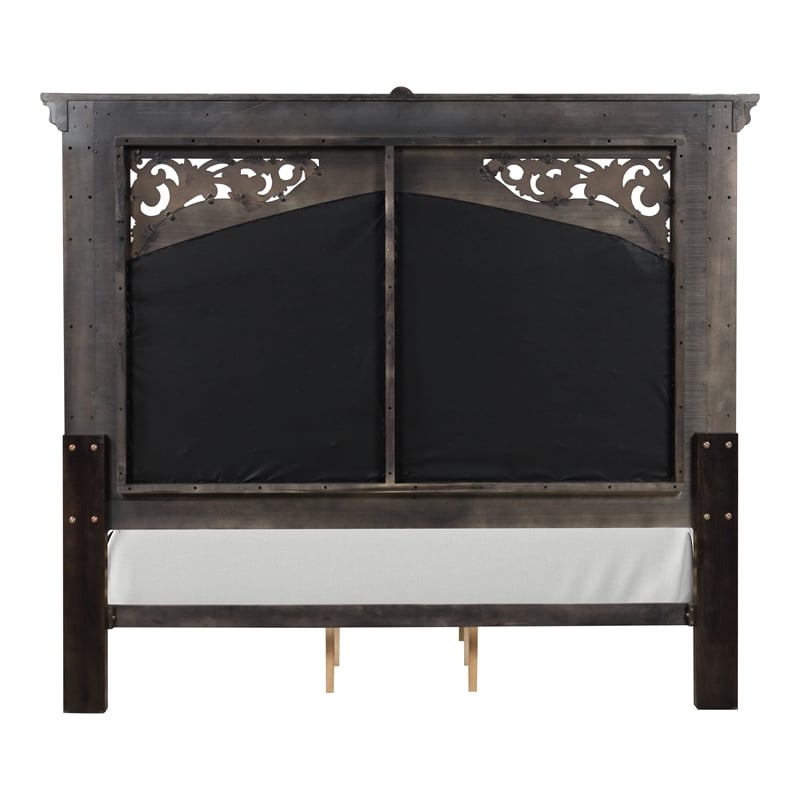 Furniture of America Byrne Wood Tufted Headboard Panel King Bed in Espresso