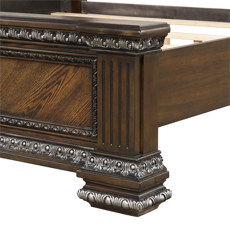 Furniture of America Byrne Wood Tufted Headboard Panel King Bed in Espresso