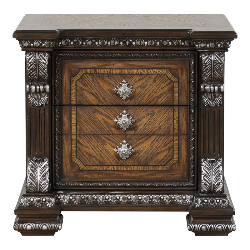 Furniture of America Byrne Wood Dovetail Espresso 3-Drawer Nightstand with USBs