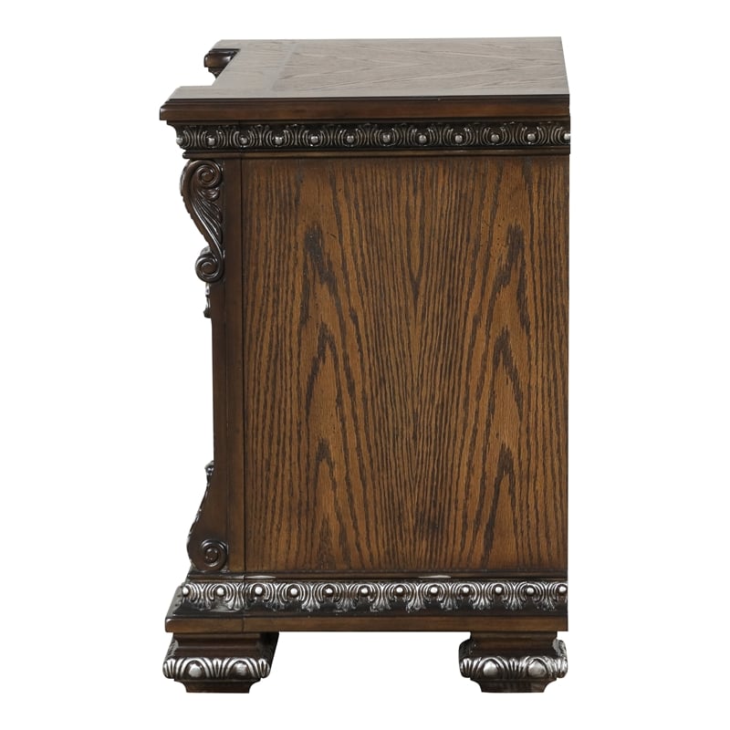 Furniture of America Byrne Wood Dovetail Espresso 3-Drawer Nightstand with USBs
