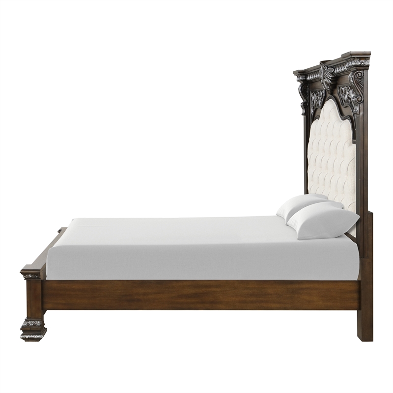 Furniture of America Byrne Wood Tufted Headboard Panel Queen Bed in Espresso