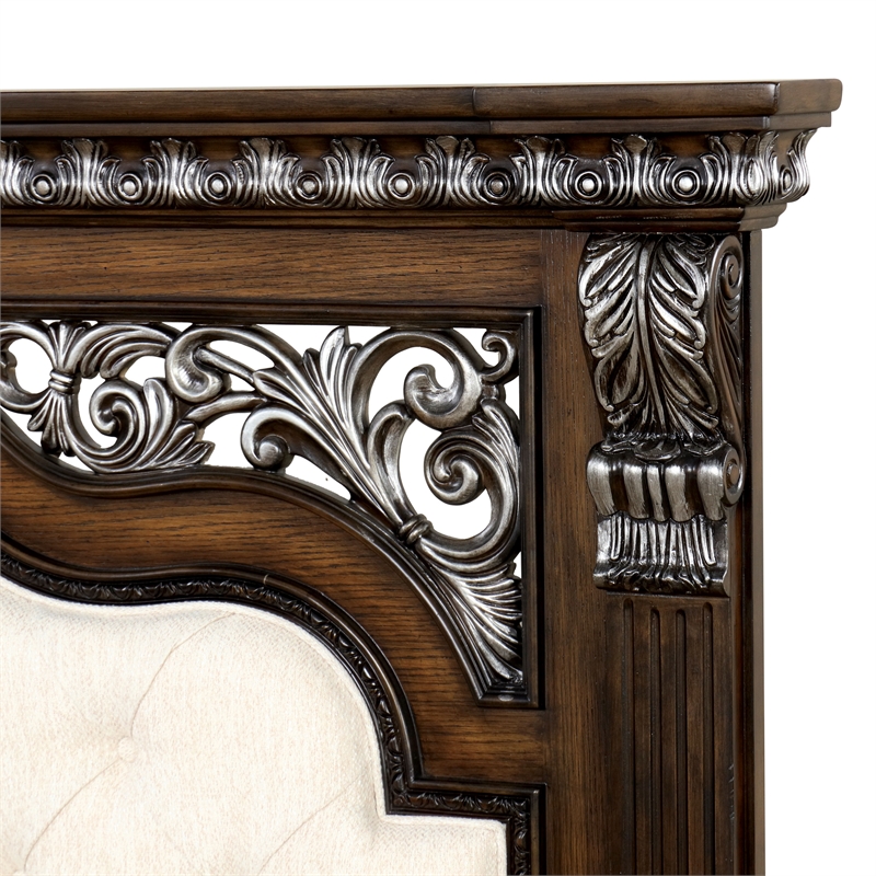 Furniture of America Byrne Wood Tufted Headboard Panel Queen Bed in Espresso