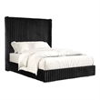 Furniture of America Plutforn Chenille Mattress Ready Queen Bed in Black