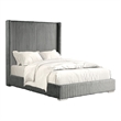 Furniture of America Plutforn Chenille Mattress Ready Queen Bed in Gray