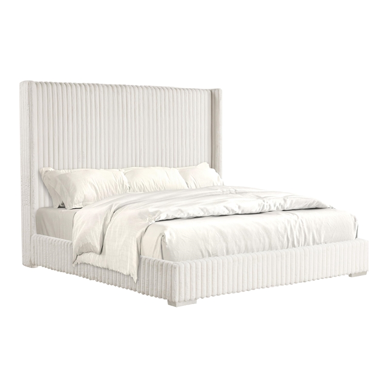 Furniture of America Plutforn Chenille Mattress Ready King Bed in White
