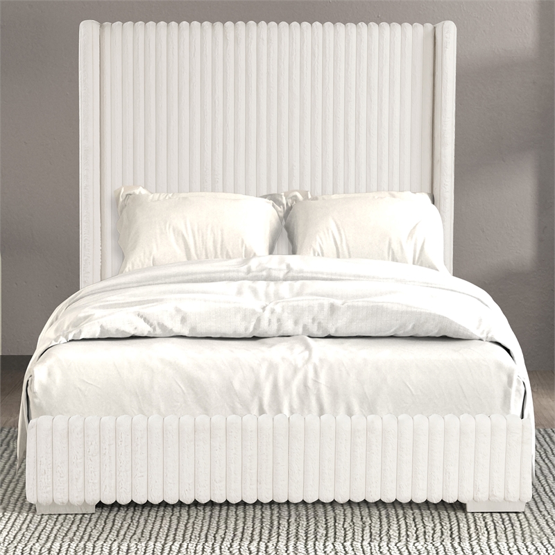 Furniture of America Plutforn Chenille Mattress Ready Full Bed in White