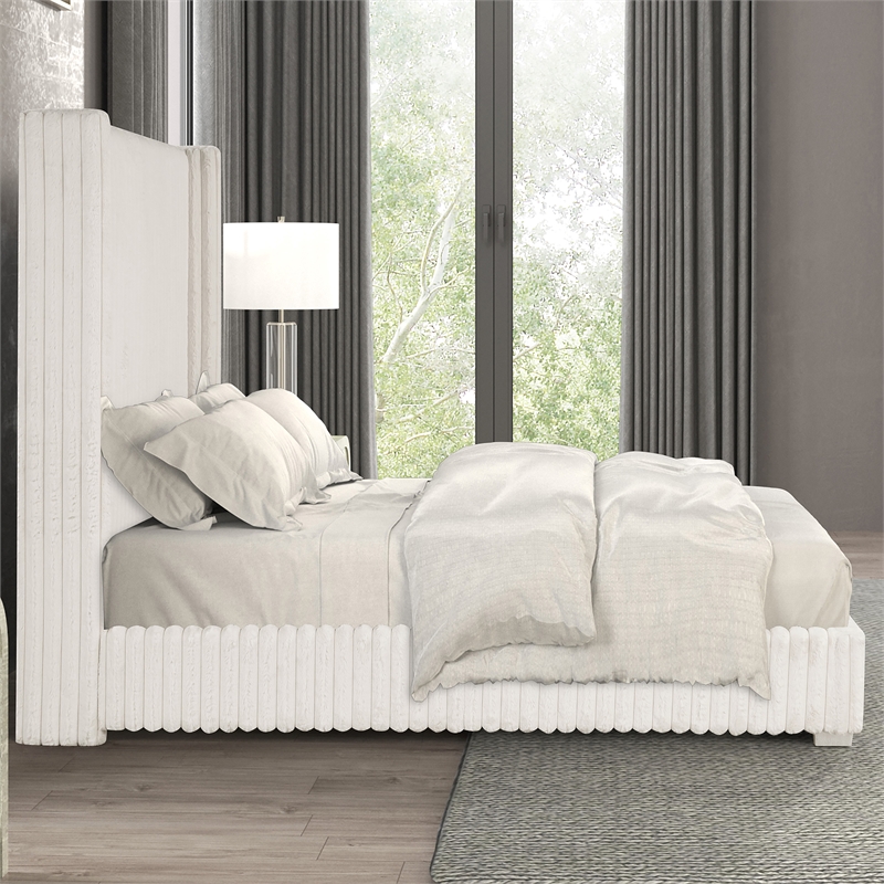 Furniture of America Plutforn Chenille Mattress Ready Full Bed in White