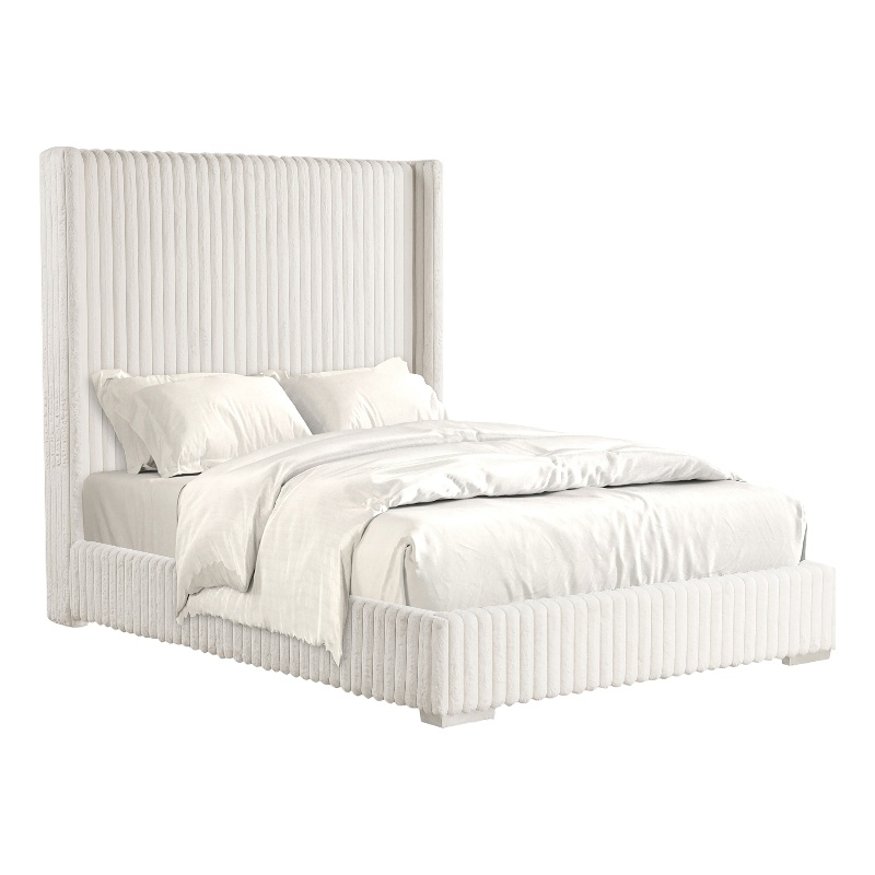 Furniture of America Plutforn Chenille Mattress Ready Full Bed in White