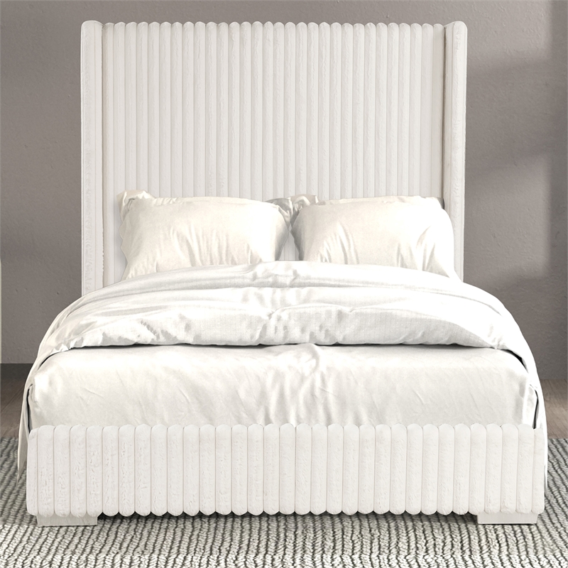 Furniture of America Plutforn Chenille Mattress Ready Queen Bed in White