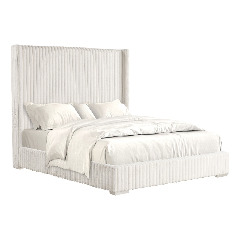 Furniture of America Plutforn Chenille Mattress Ready Queen Bed in White