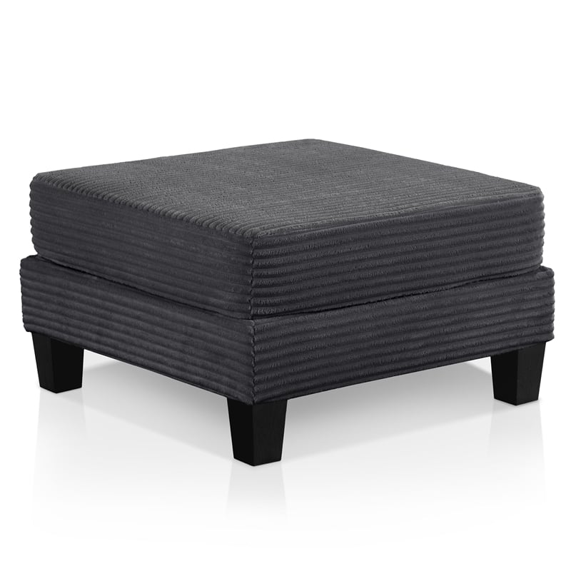 Furniture of America Reese Chenille and Wood Storage Ottoman in Dark Gray
