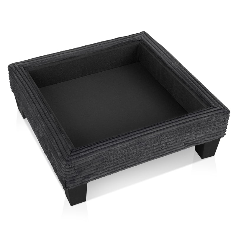 Furniture of America Reese Chenille and Wood Storage Ottoman in Dark Gray