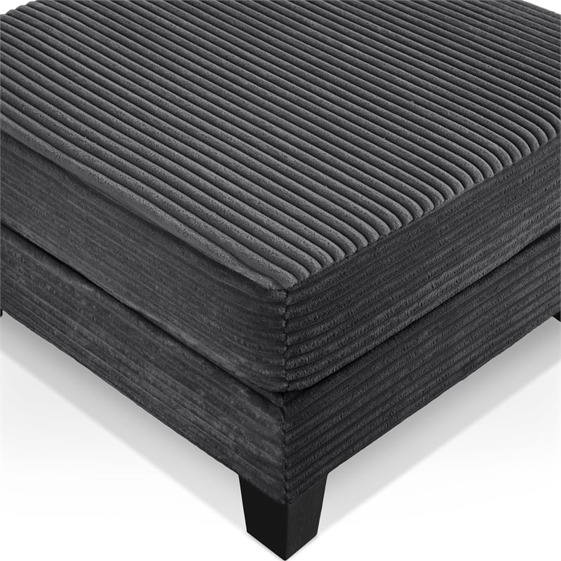 Furniture of America Reese Chenille and Wood Storage Ottoman in Dark Gray