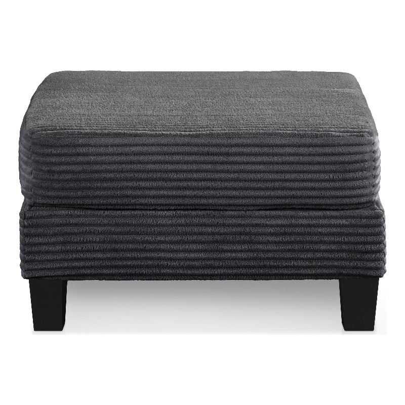 Furniture of America Reese Chenille and Wood Storage Ottoman in Dark Gray