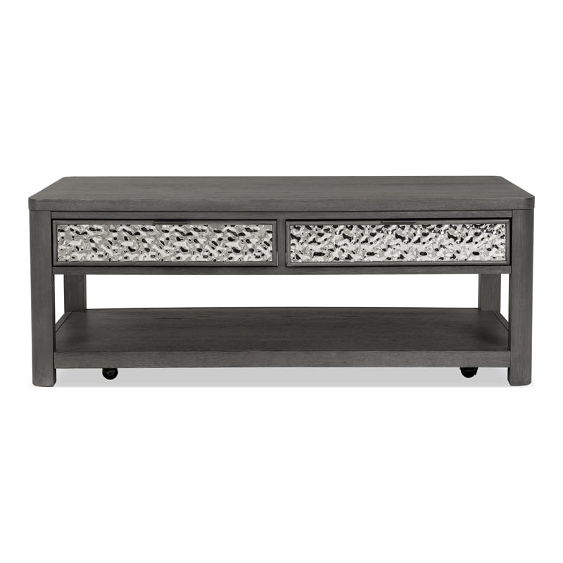 Furniture of America Selyra Wood Open Shelf Gray Coffee Table with Casters