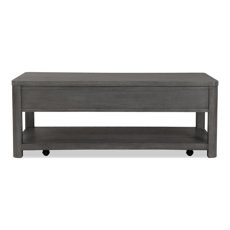 Furniture of America Selyra Wood Open Shelf Gray Coffee Table with Casters