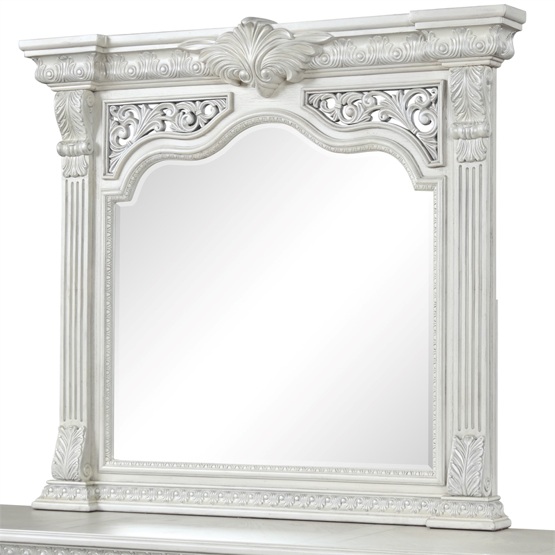 Furniture of America Byrne Wood Dovetail White 9-Drawer Dresser with Mirror