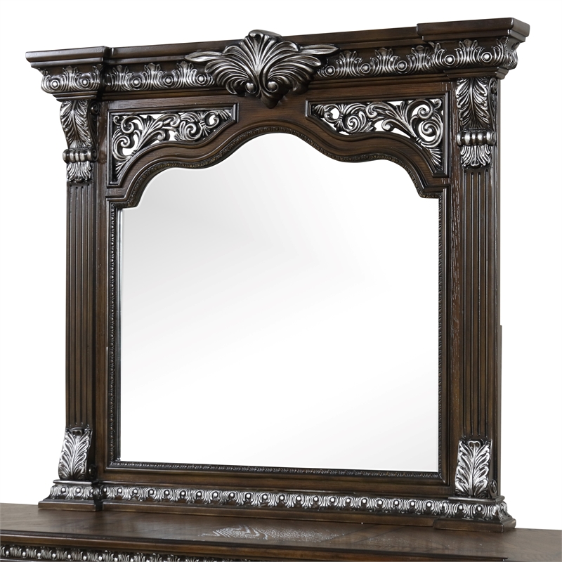 Furniture of America Byrne Wood Dovetail Espresso 9-Drawer Dresser with Mirror