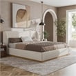 Furniture of America Eleanora Fabric and Wood Mattress Ready Queen Bed in White