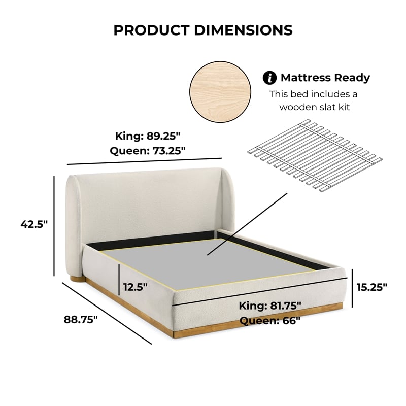 Furniture of America Eleanora Fabric and Wood Mattress Ready Queen Bed in White