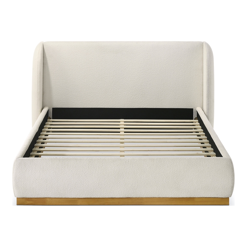 Furniture of America Eleanora Fabric and Wood Mattress Ready Queen Bed in White