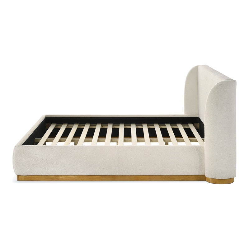 Furniture of America Eleanora Fabric and Wood Mattress Ready Queen Bed in White