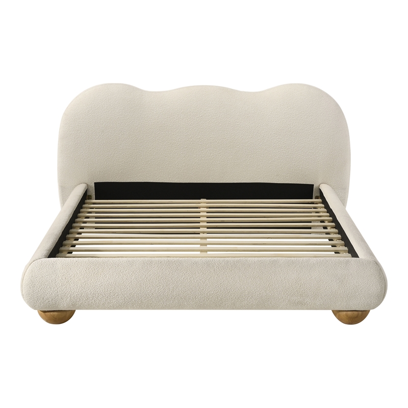 Furniture of America Lunaria Fabric and Wood Mattress Ready King Bed in White