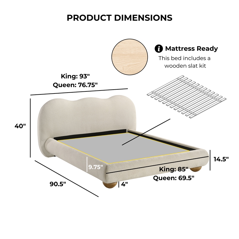 Furniture of America Lunaria Fabric and Wood Mattress Ready King Bed in White