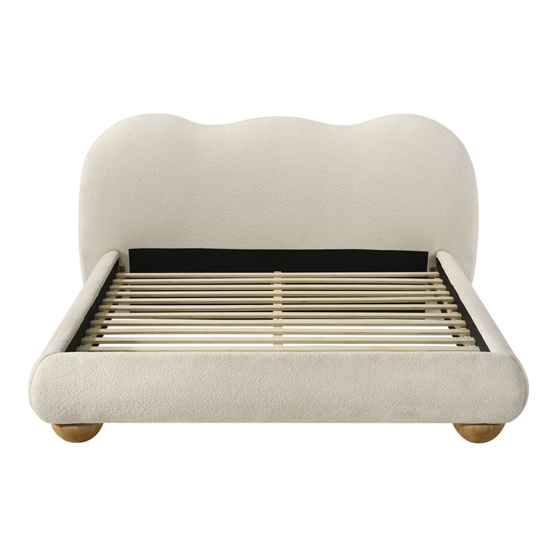 Furniture of America Lunaria Fabric and Wood Mattress Ready Queen Bed in White