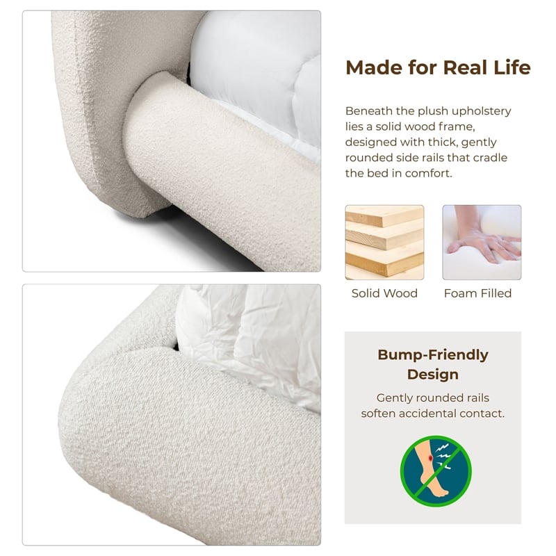 Furniture of America Lunaria Fabric and Wood Mattress Ready Queen Bed in White