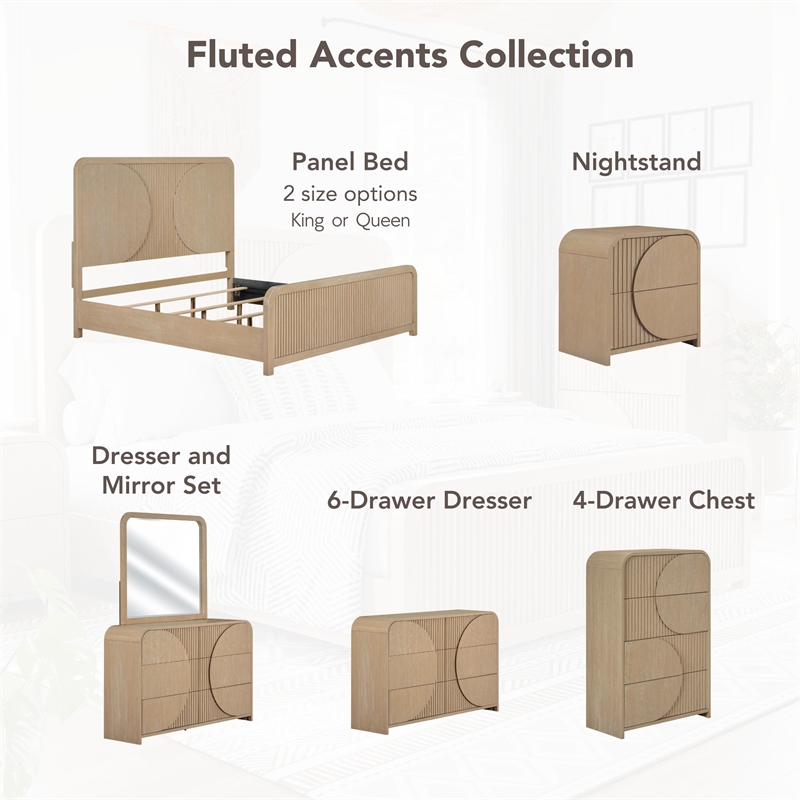 Furniture of America Tissen Wood Natural Dovetail 6-Drawer Dresser with Mirror